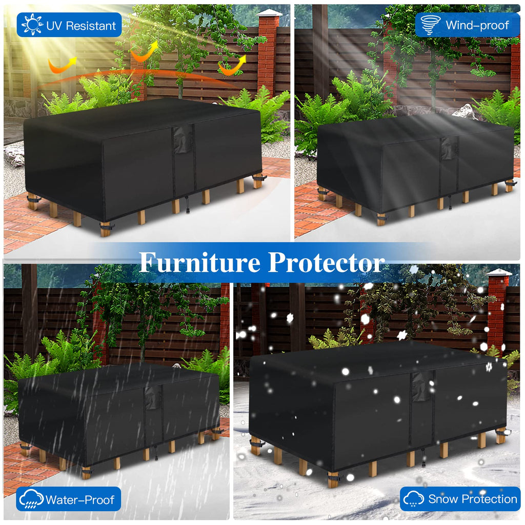Outdoor Coffee Table Cover - Waterproof Rectangular Patio Coffee Table Cover (42L x 24W x 18H inches, Black) Outdoor