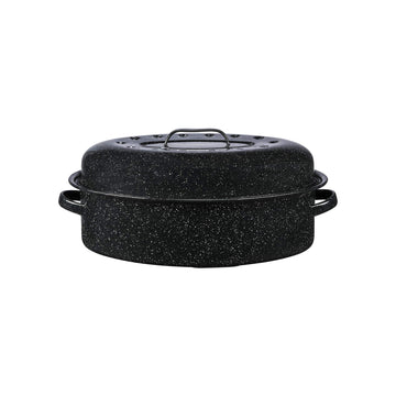 18-Inch Covered Oval Roaster - Speckled Black