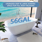 59" Free Standing Tub, Pure Acrylic Freestanding Bathtub, Stylish Stand Alone Contemporary Deep Soaking Bath Tub