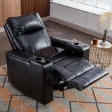 ANJ Power Recliner Chair with USB Ports, Faux Leather Home Theater Seating with Swivel Tray Table