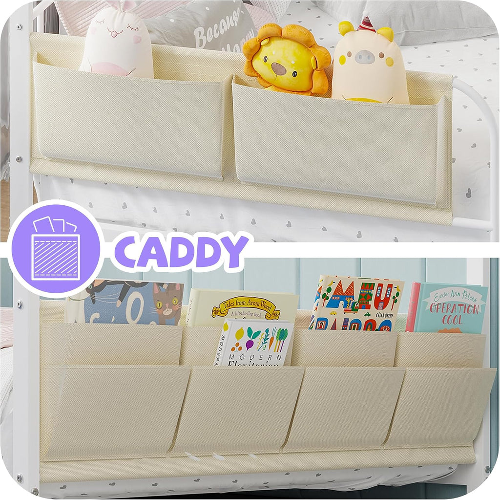 House Shape Twin Size Montessori House Bed Metal Floor Bed with Caddy | Twin Bedframe for Kids No Box Spring Needed