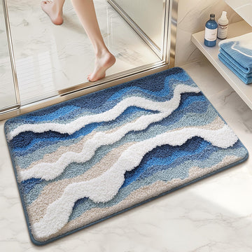 Beach Bathroom Rugs, 20"x32" Highly Absorbent Non-Slip Bath Mat(Blueswell)