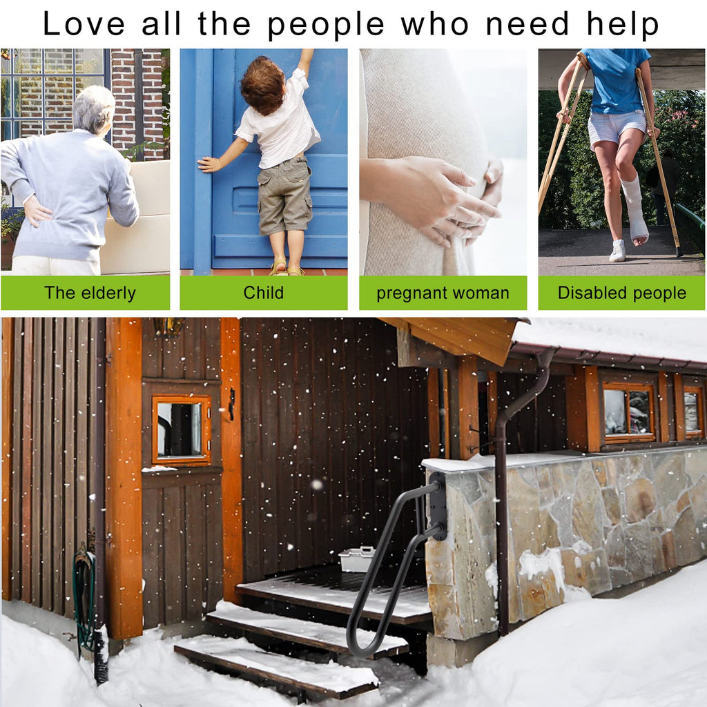 Heavy Duty Wall Mount Handrails for Indoor Outdoor 1-3 Steps
