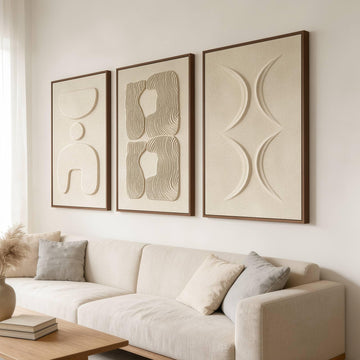Large 3-Piece 3D Textured Wall Art, 24x36 Inch