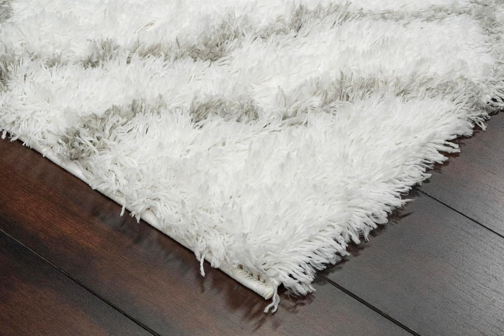 Ivory/Grey Shag Area Rug - Style 7431-100