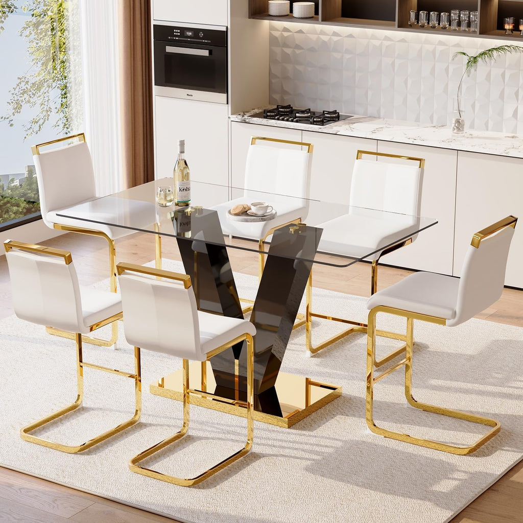 Bar Stools Set of 3, Counter Height Bar Stools with Backs, White Faux Leather Kitchen Stools with Gold Chrome Plated