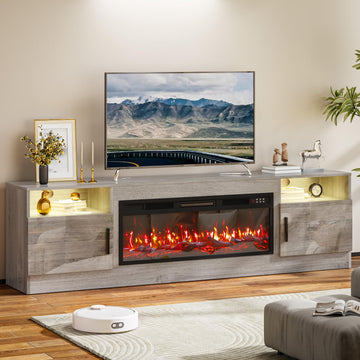 70" for TVs up to 80", 36" Electric Fireplace 750W/1500W Entertainment Center with 20-Color LED, 300lbs Max Capacity