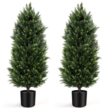Cedar Topiary Trees 4FT Set of 2 Potted Outdoor Cypress Tree