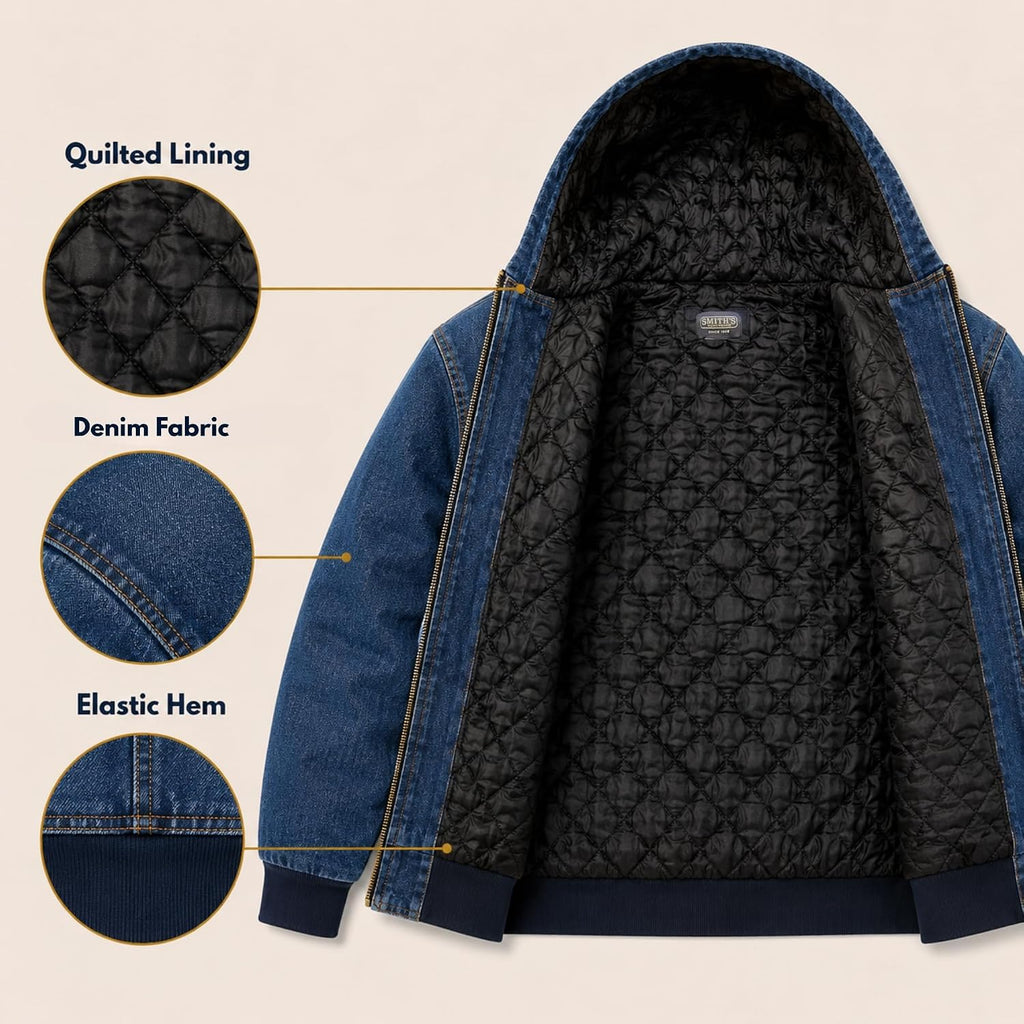 Boys Winter Coat, Insulated Canvas Hooded Jacket Full Zip