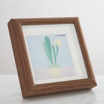 5x5 Wooden Picture Frame with 4x4 mat, 5x5 Square Picture Frame with Glass, For Wall and Desktop Display, Wood Photo