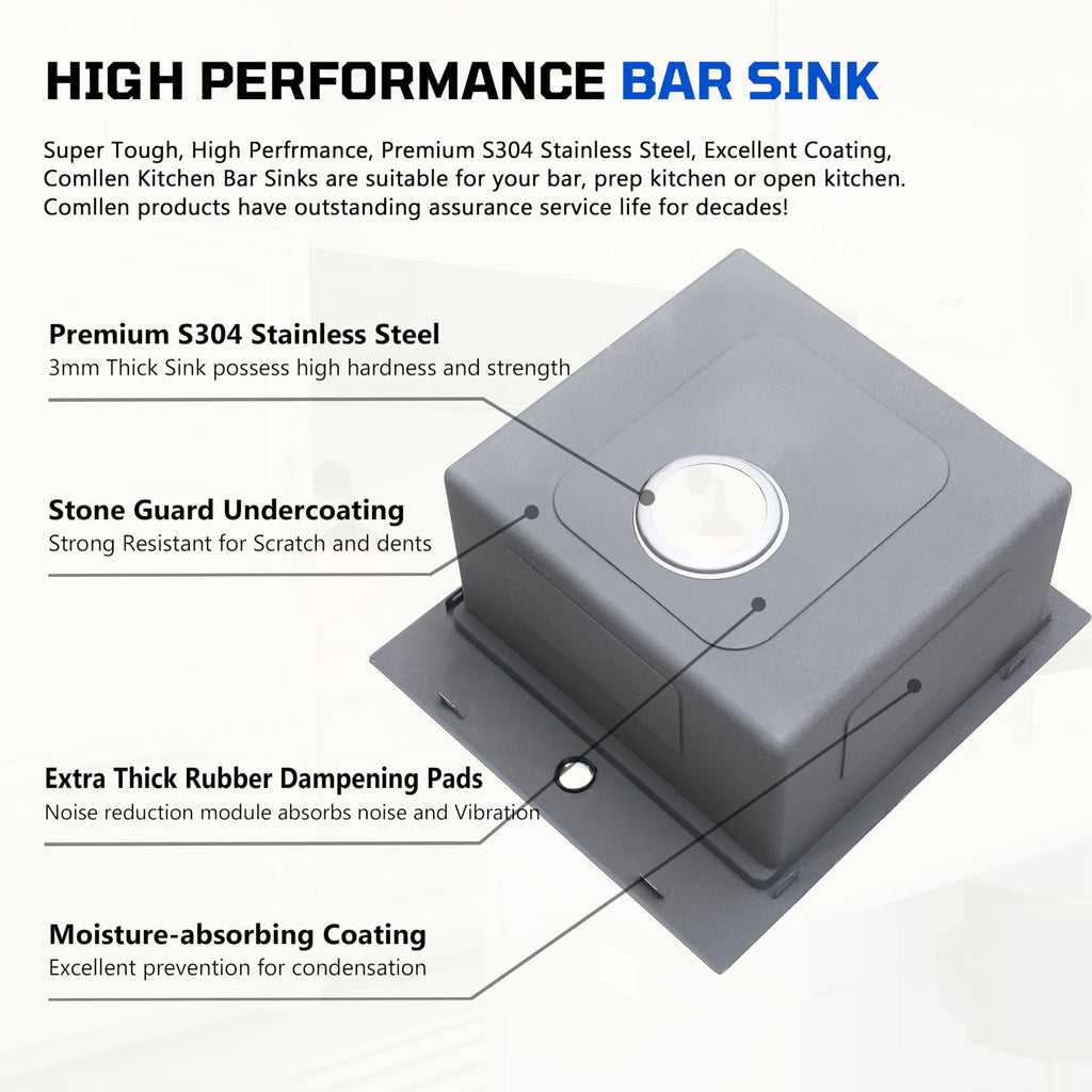 17x19 Inch Drop in Bar Sink Brushed Nickel