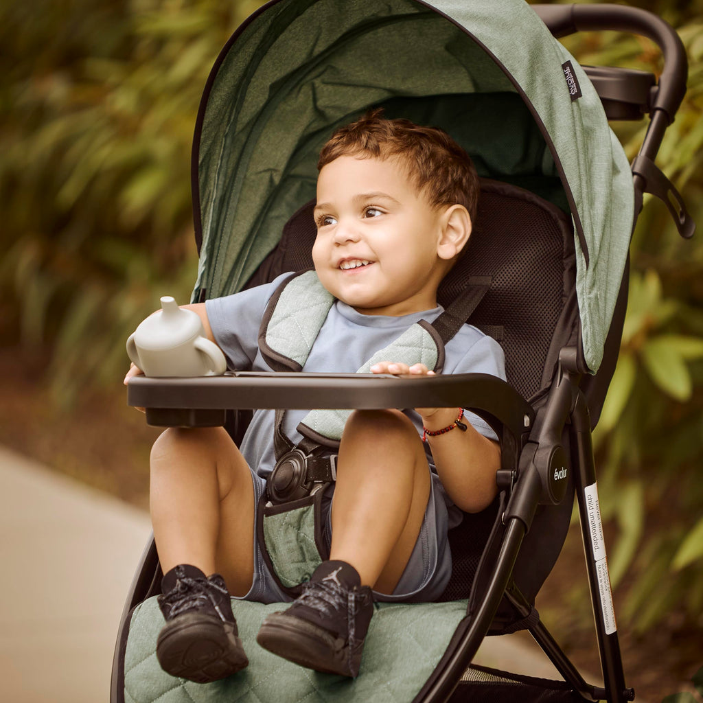 Breeze Stroller in Green, Adjustable Backrest & Canopy, Compact Fold Lightweight Baby/Toddler Stroller with Storage