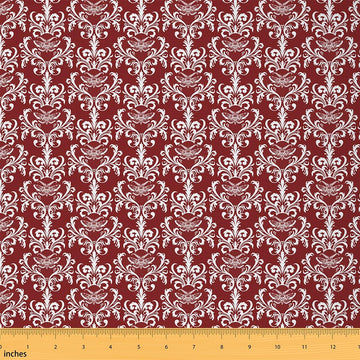 Red Damask Fabric By The Yard Death Moth Gothic Upholstery Fabric for Chairs Vintage Floral Jacquard Bohemia Boho