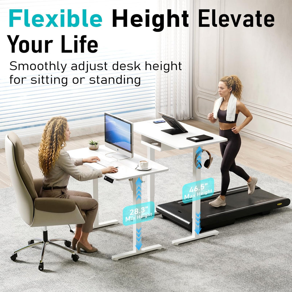 35" Electric Standing Desk, Small Sit Stand up Desk, White