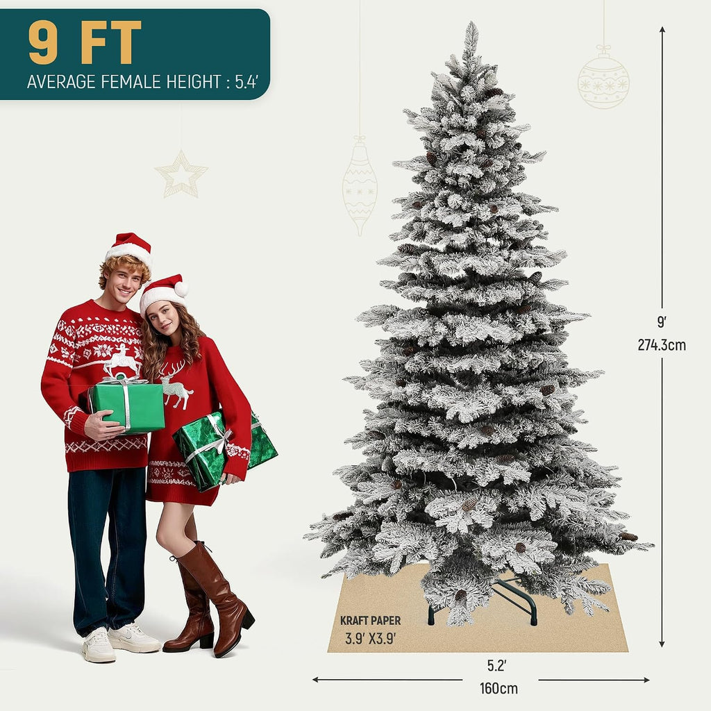 Prelit Mountain Pine Flocked Christmas Tree with Remote