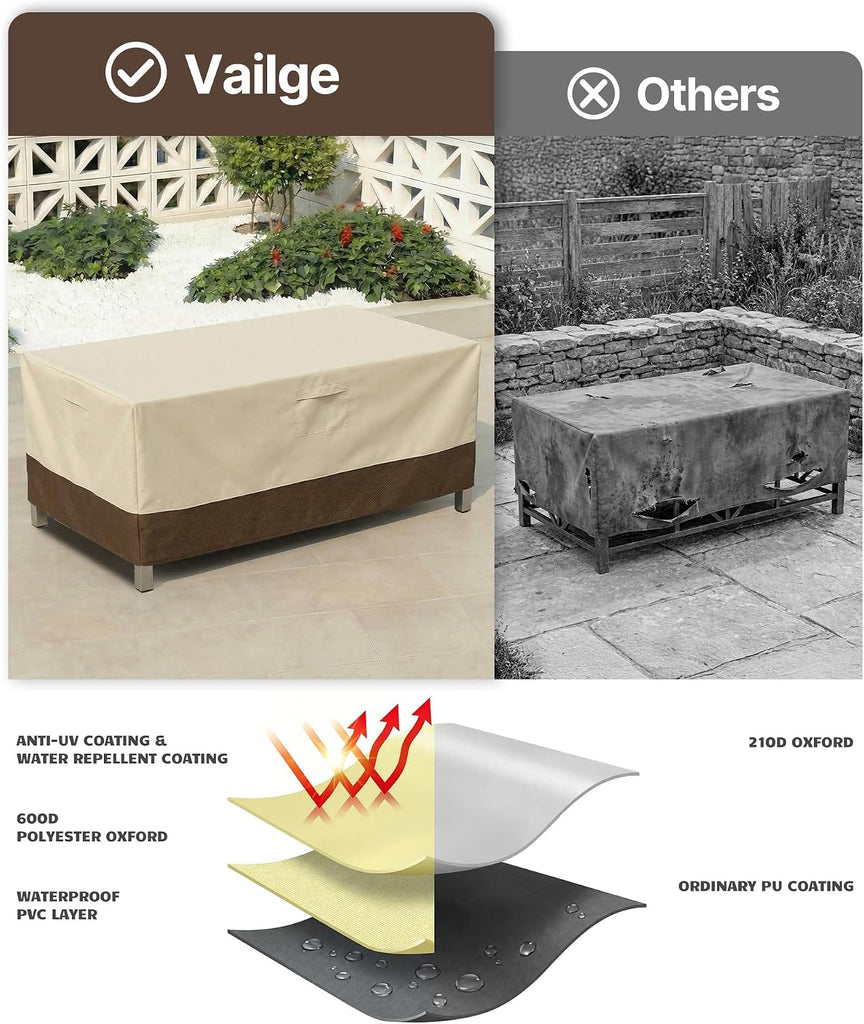 Outdoor Table Cover Rectangular, Patio Furniture Covers Waterproof | 600D Oxford Patio Table Cover with Windproof