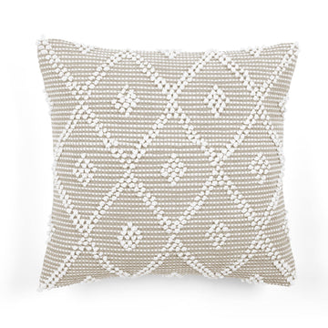 Adelyn Decorative Throw Pillow Cover, 20" W x 20" L, Neutral - Square Pillow - Neutral Diamond Pillow - Textured