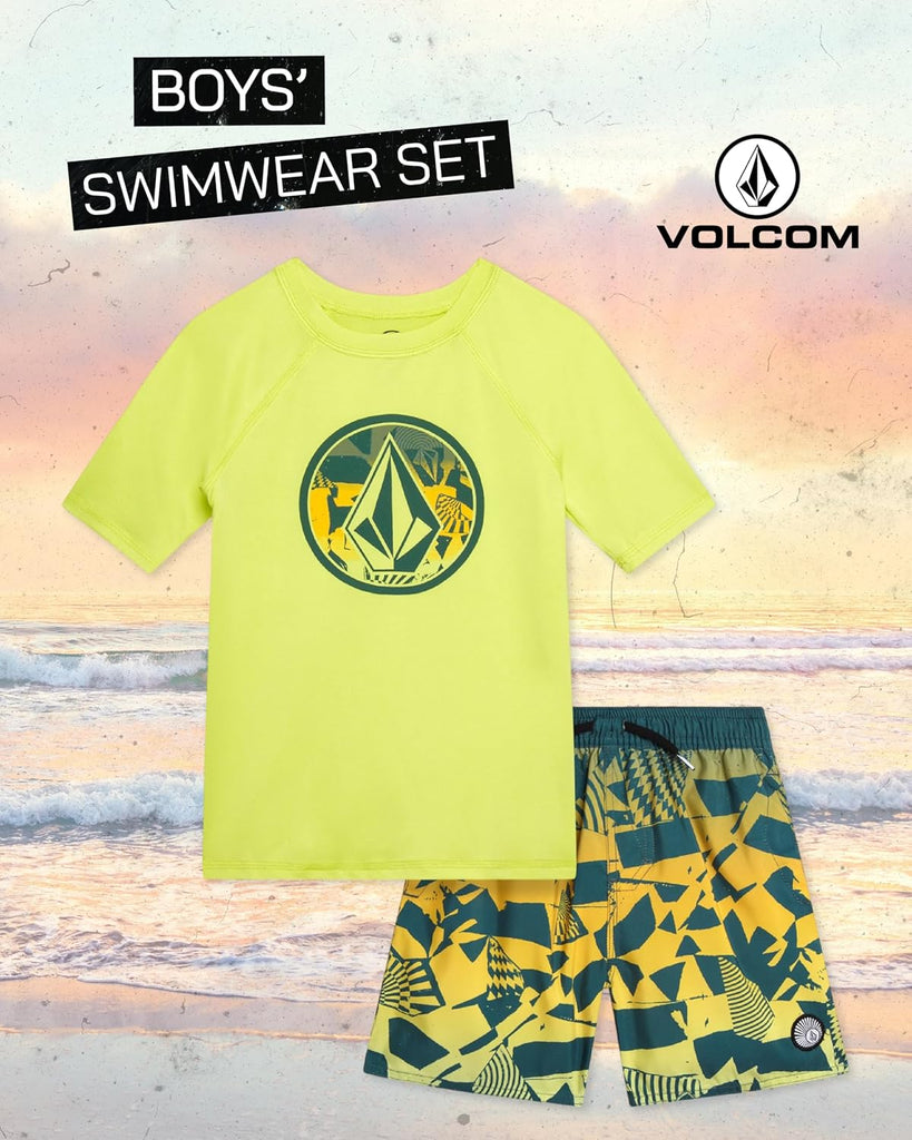Baby Boys Swimsuit Set 2 Piece Short Sleeve Rash Guard & Swim Trunks