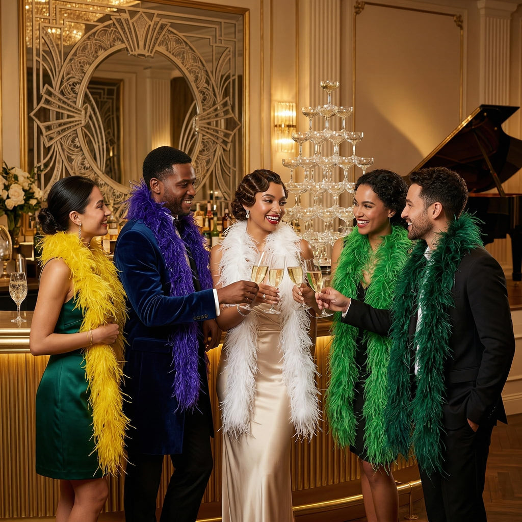 5 ply White Ostrich Feather Boas.