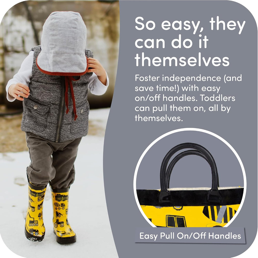 Rain Boots with Easy-On Handles in Fun Patterns for Boys and Girls