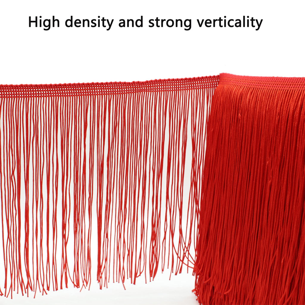 8" Red Fringe Trim Tassel Sewing Trim for Clothes Accessories Latin Wedding Dress DIY Lamp Shade - 10 Yards