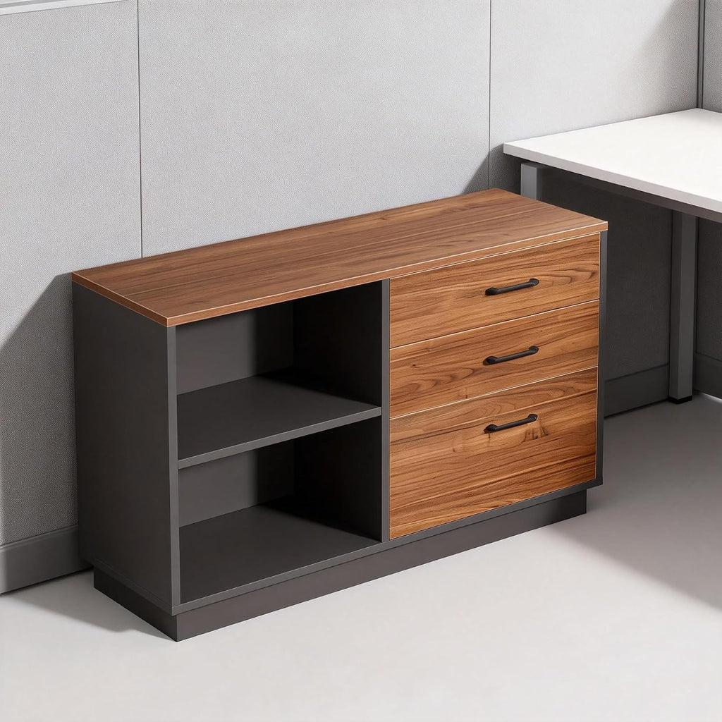 3 Drawer File Cabinet with 2 Open Shelves, Modern 39" Lateral Filing Cabinet for Letter/Legal Documents, Wooden