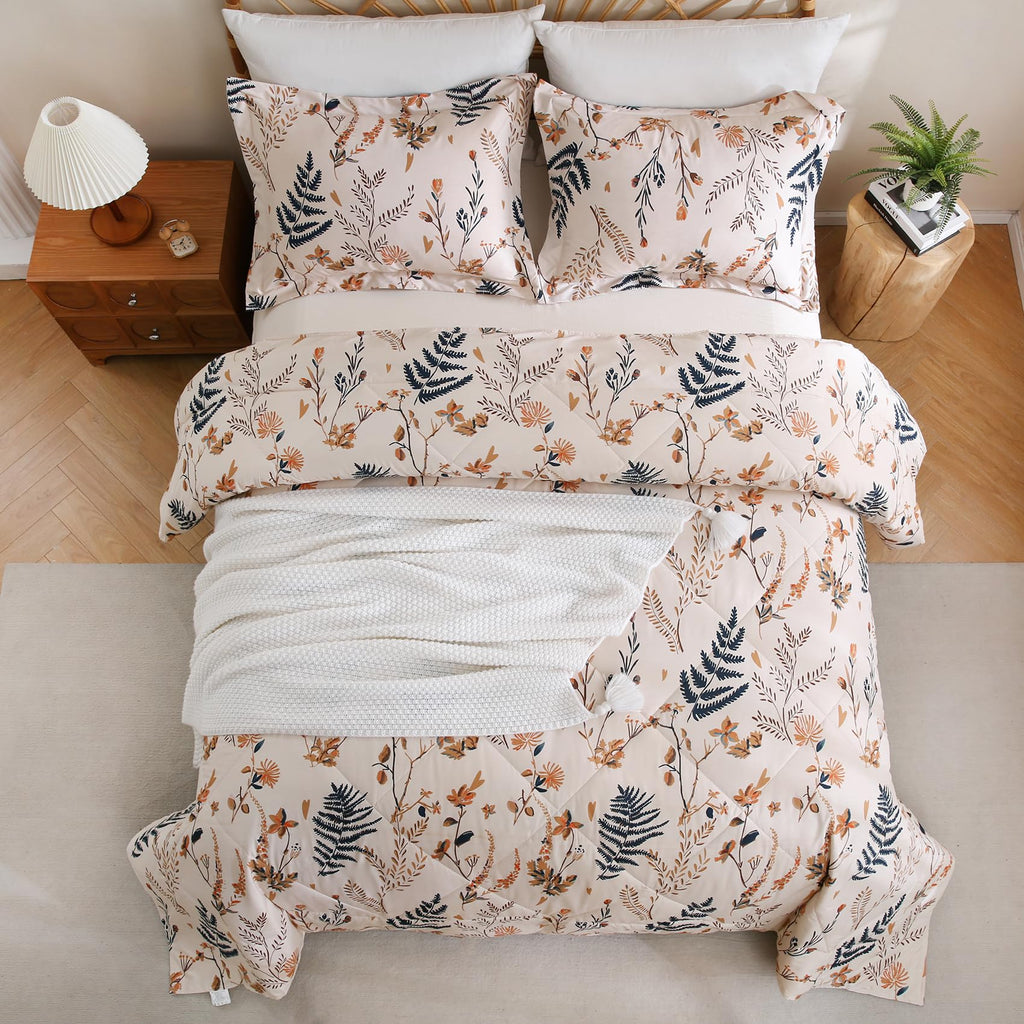 Boho Floral Printed Queen Comforter Set