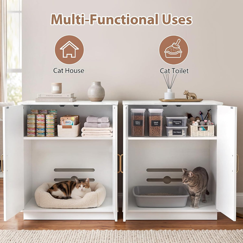 30.9'' Litter Box Enclosure Furniture- Hidden Storage