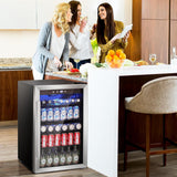 Beverage Refrigerator Cooler - 145 Can Mini Fridge Glass Door for Soda Beer or W
