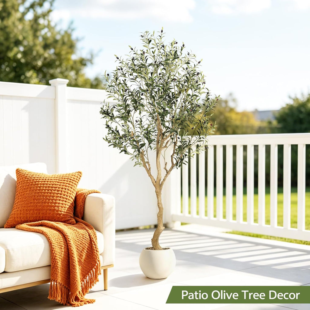 Faux Olive Tree 7ft with UV Resistant for Indoor Outdoor Decor