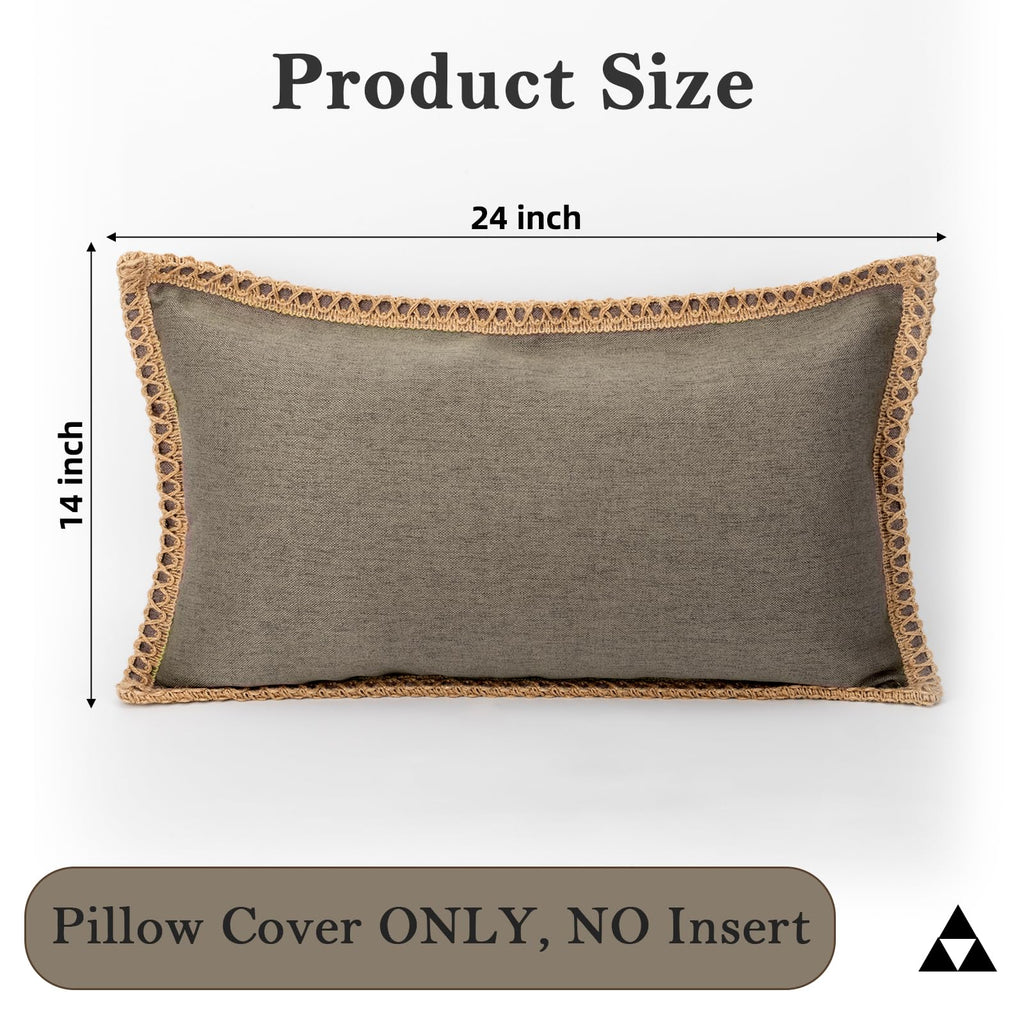 Burlap Linen 14X36 Lumbar Pillow Cover Dark Brown