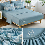 Drucon Blue Floral Comforter Set King, 7 Piece Dandelion Botanical Plant Comforter Bedding Set, Bed in a Bag King