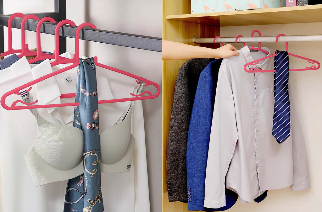 Plastic Hangers 50 Pack, Light Weight Durable Clothes Hangers with Hooks Standard Size G-Shape&Non-Slip Coat Hangers