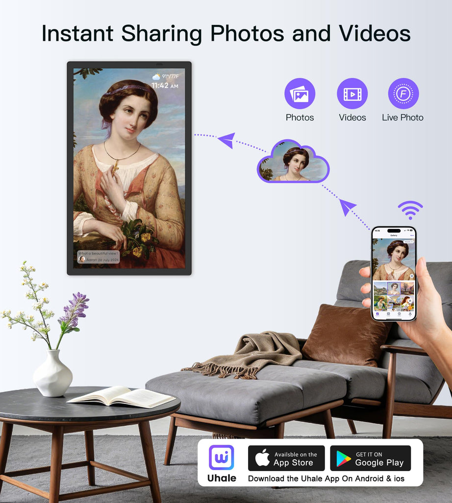 Uhale 21.5 Large Digital Picture Frame 64GB Photo Frame WiFi Remote Control