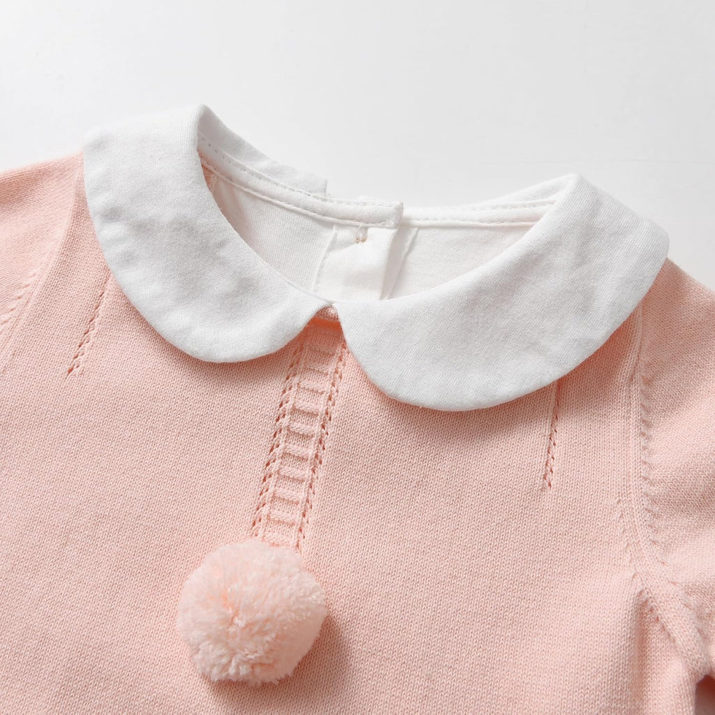 Baby Infant Boy Girl Peter Pan Collar Knit Sweater Romper Outfit Clothes One-Piece Coverall Baby Clothing Jumpsuit