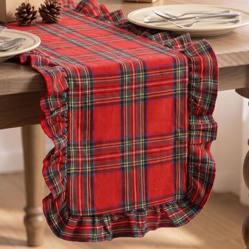 Red Christmas Buffalo Plaid Tartan Table Runner Decor Gingham 14''x 72''