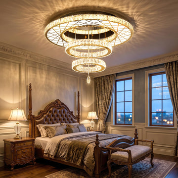 Modern Glam Chandelier LED Crystal Ceiling Chandeliers Light Living Room Dining Room Lighting Fixture 24 inch Gold