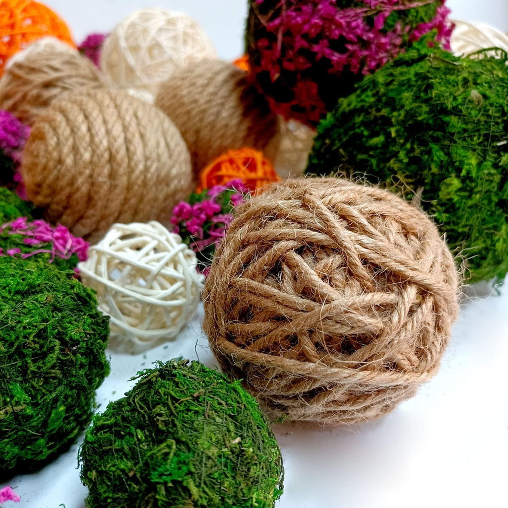 Decorative Balls, Wicker Balls, Moss Balls, Rattan Balls, Decorative Green Balls for Wicker Rattan Balls Set - Set of 24