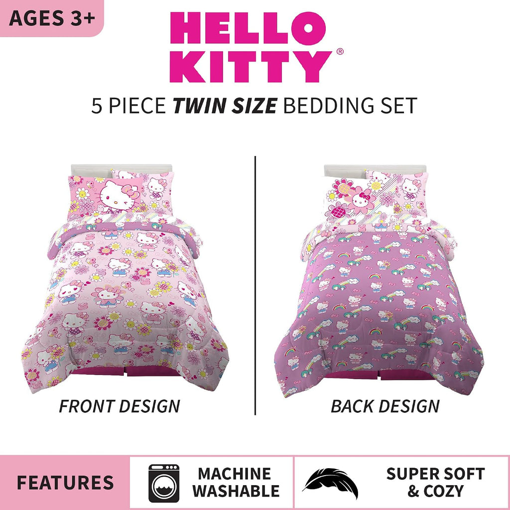 Kids Bedding Super Soft Comforter and Sheet Set with Sham, 5 Piece Twin
