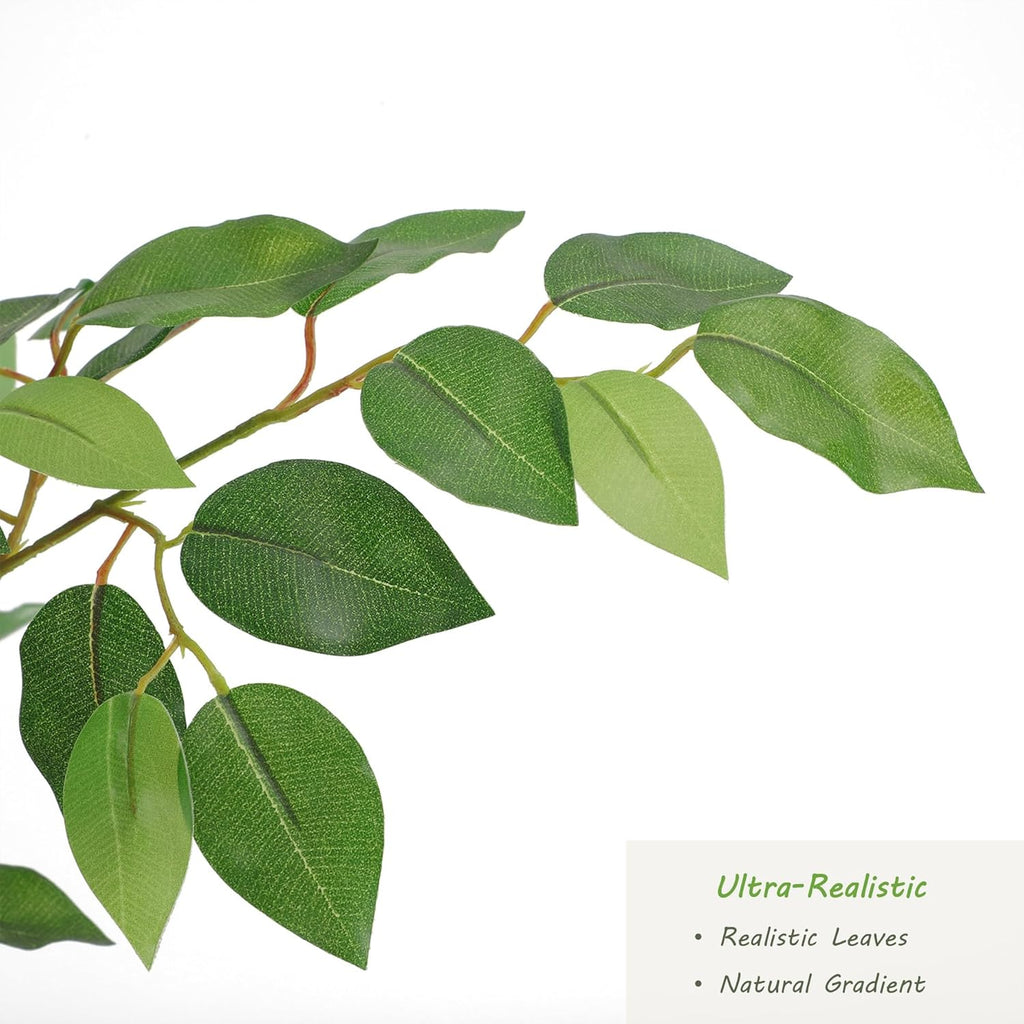 Tall UV Resistant Ficus Tree Artificial,6ft(72in) Faux Ficus Tree with Realistic Smooth and Shiny Leaves, Fake Trees