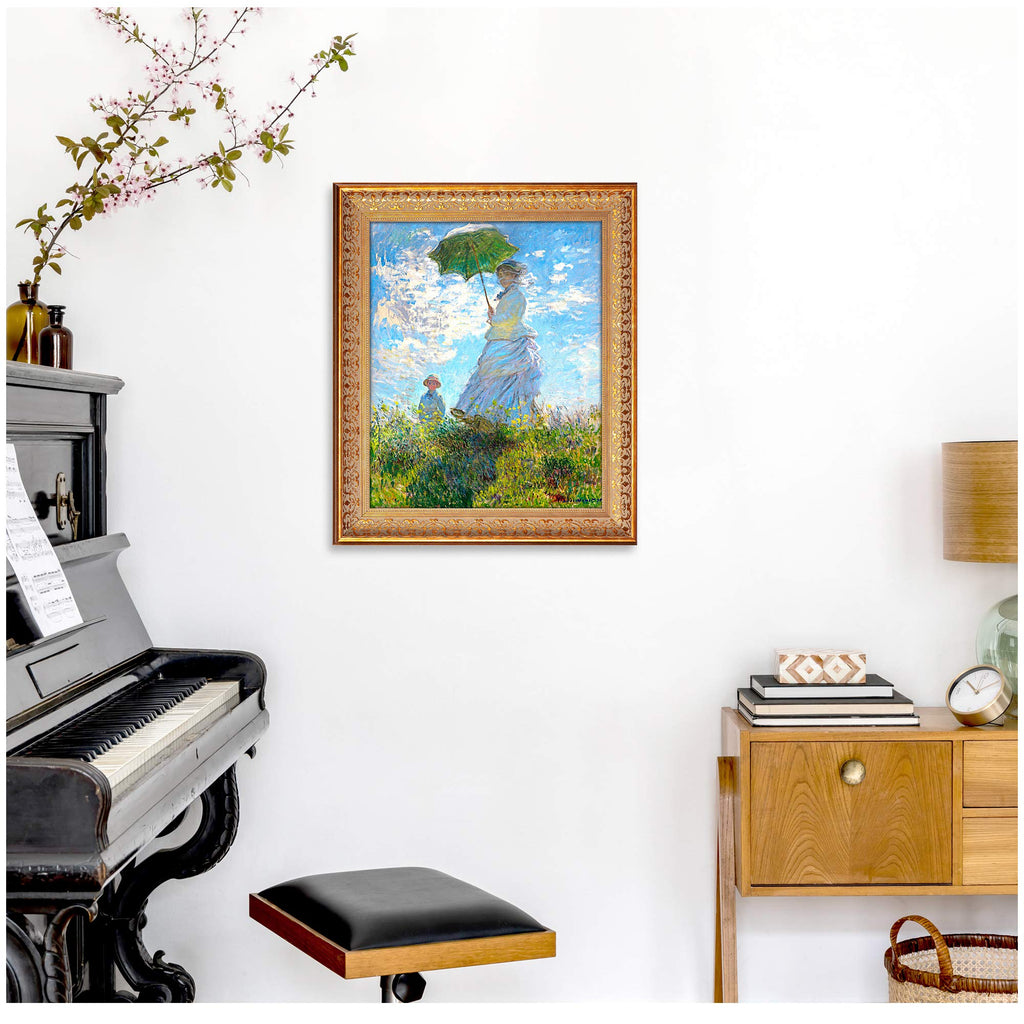 The Walk, Woman with a Parasol (1875) by Claude Monet Framed Size:24.5x20.5 inches, Image Size:20x16 inches World