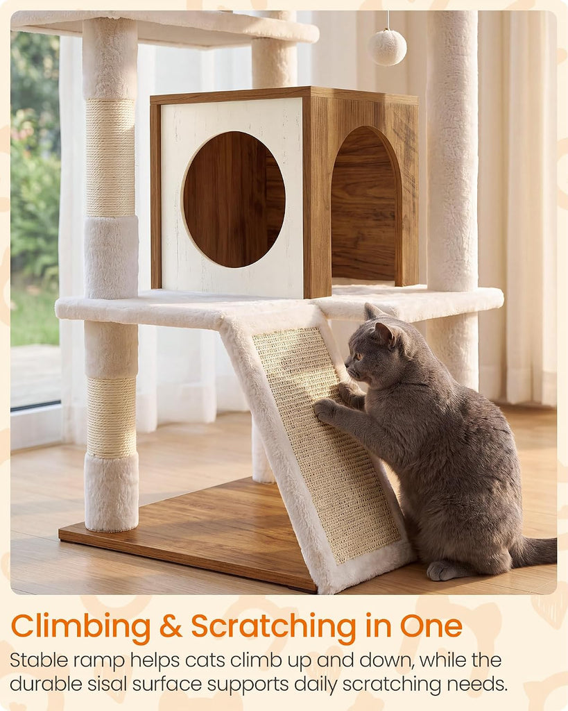 Cat Tree, 5-Tier Cat Tower with 2 Condos, 55.1