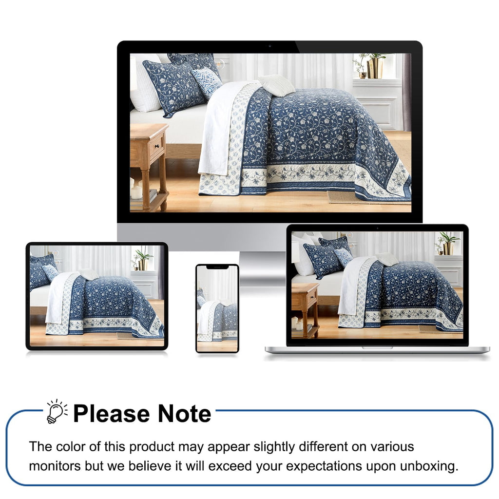 100% Cotton 128x120, Navy Botanical