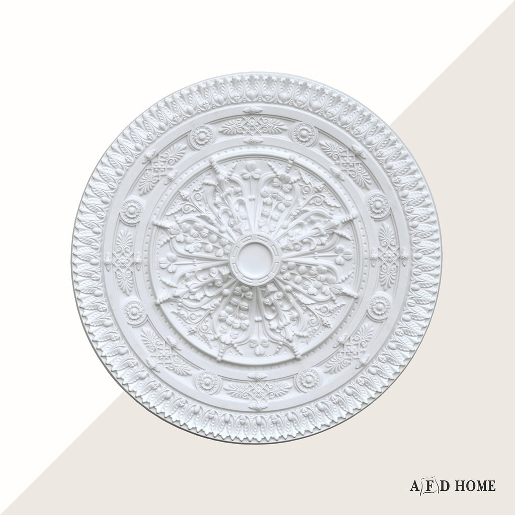 Classic White Round Chandelier Ceiling Medallion and Fan Medallion, 37 Inches
