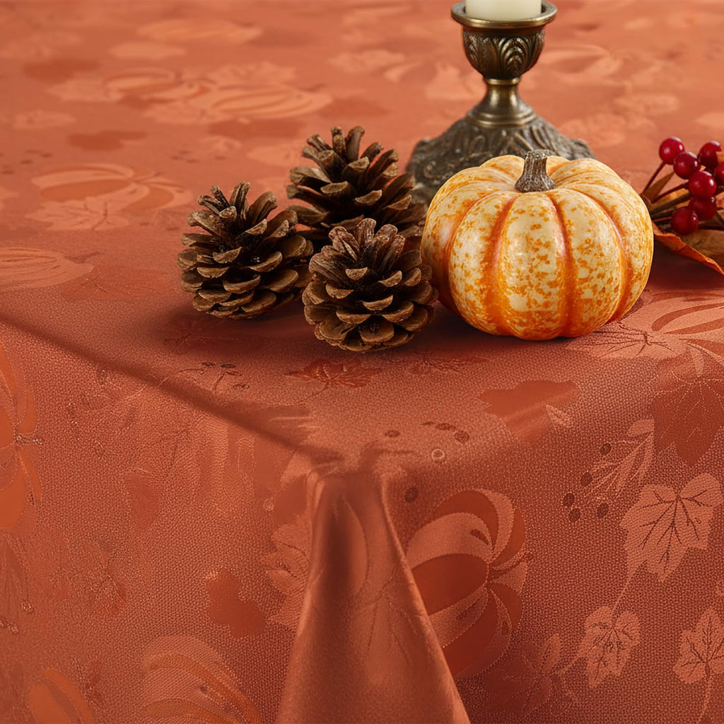 60x84 Inch Thanksgiving Jacquard Rectangle Table Cloth for Fall