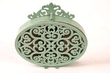 Creative Co-Op Green Antiqued Pewter Mantel Clock