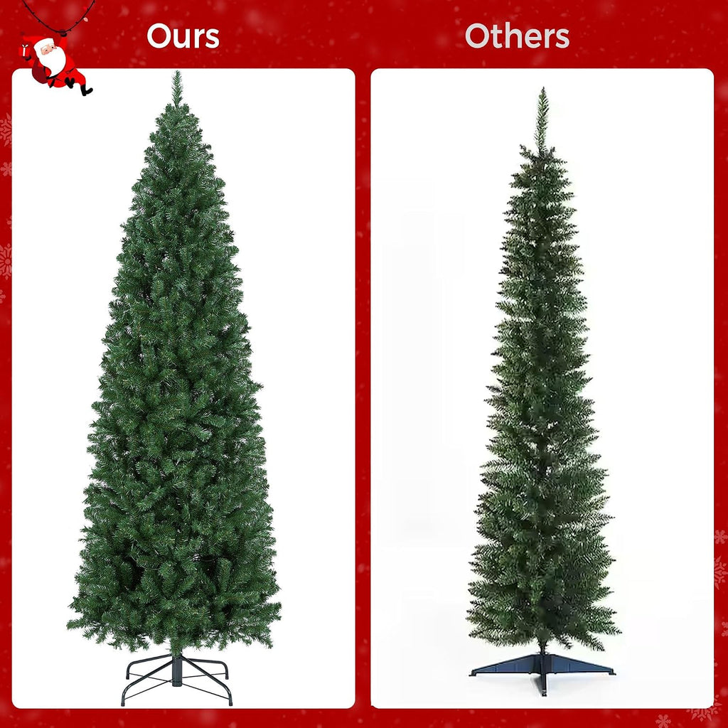 Pre-lit Pencil Artificial Christmas Tree, Green