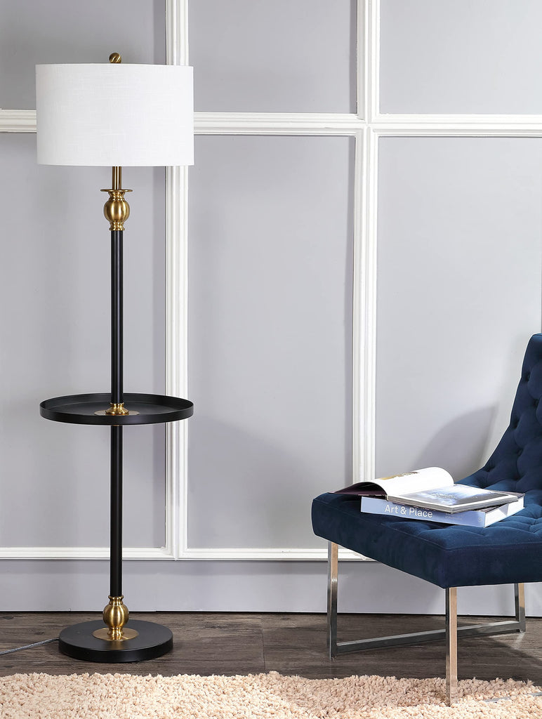 Evans LED End Table Floor Lamp 61" Metal, Black/Brass Gold