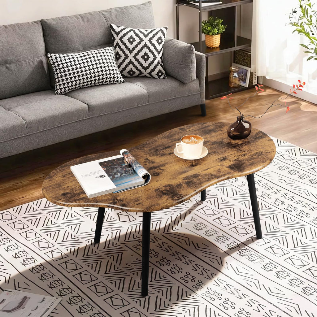 Small Cloud Coffee Table Wooden Living Room Center Table Glossy Brown
