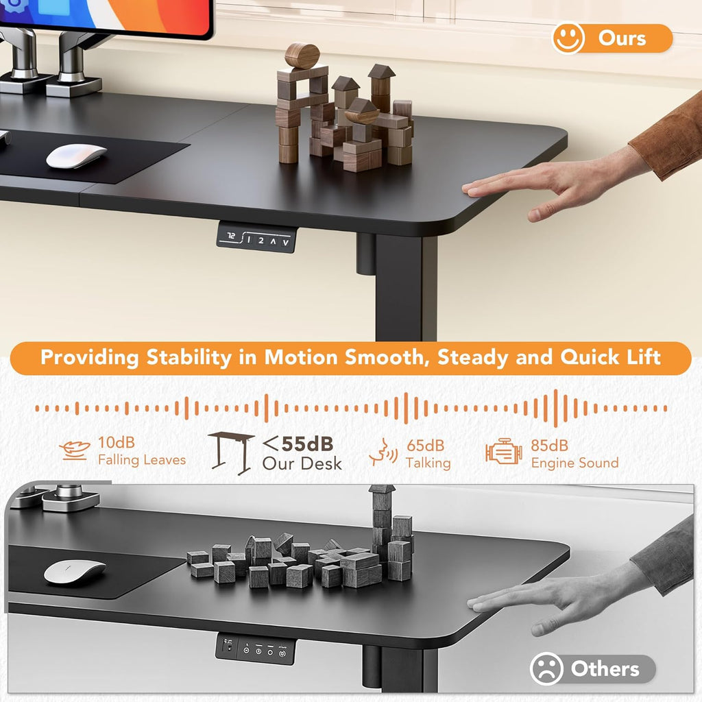 55 x 24 Inches Electric Height Adjustable Standing Desk Large Sit Stand Up Desk Home Office Computer Desk Memory